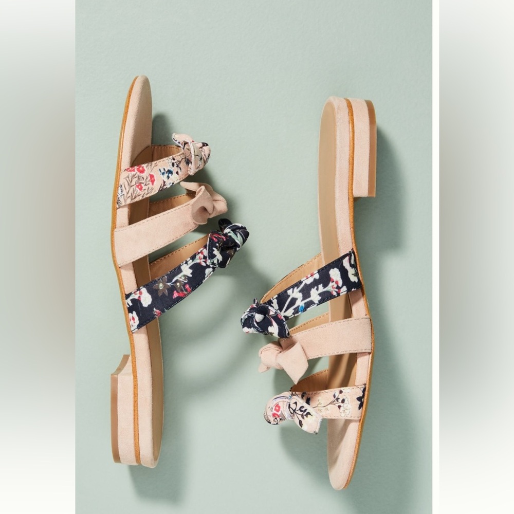 Anthropologie Graceful Bow Slide Sandals 40 / US 10